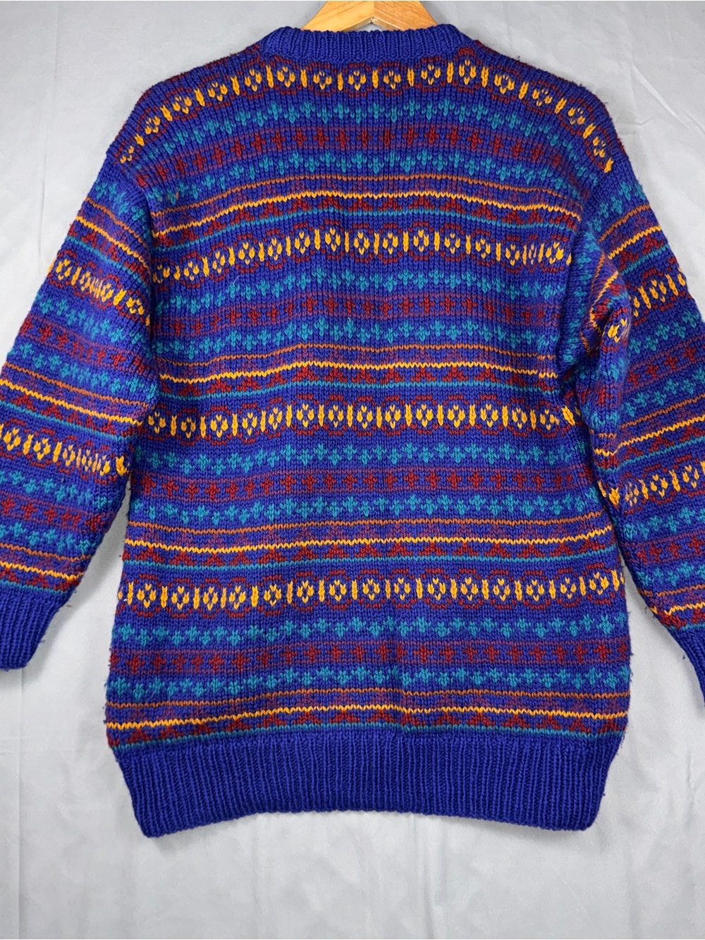 Vintage Nomadic Traders Sweater Womens See Measurements Blue Wool Fair Isle - Picture 2 of 9